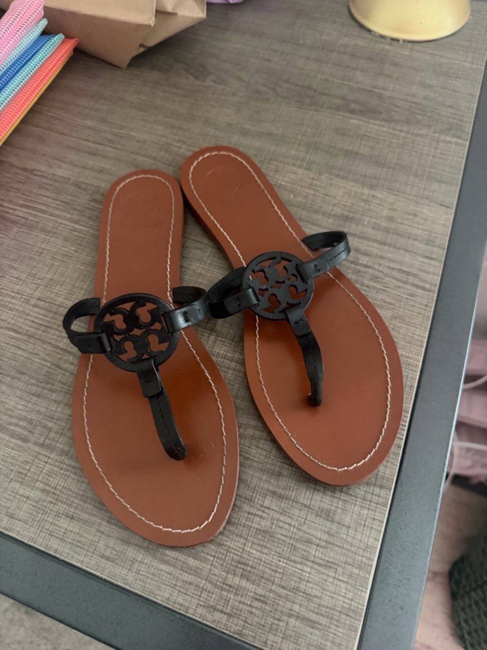 Tory Burch Mini Miller thong sandals in black size 8- worn once